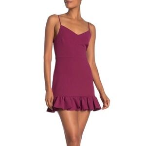 1.STATE Ruffle Hem Spaghetti Strap Dress Size 4 US Berry Charm NWT